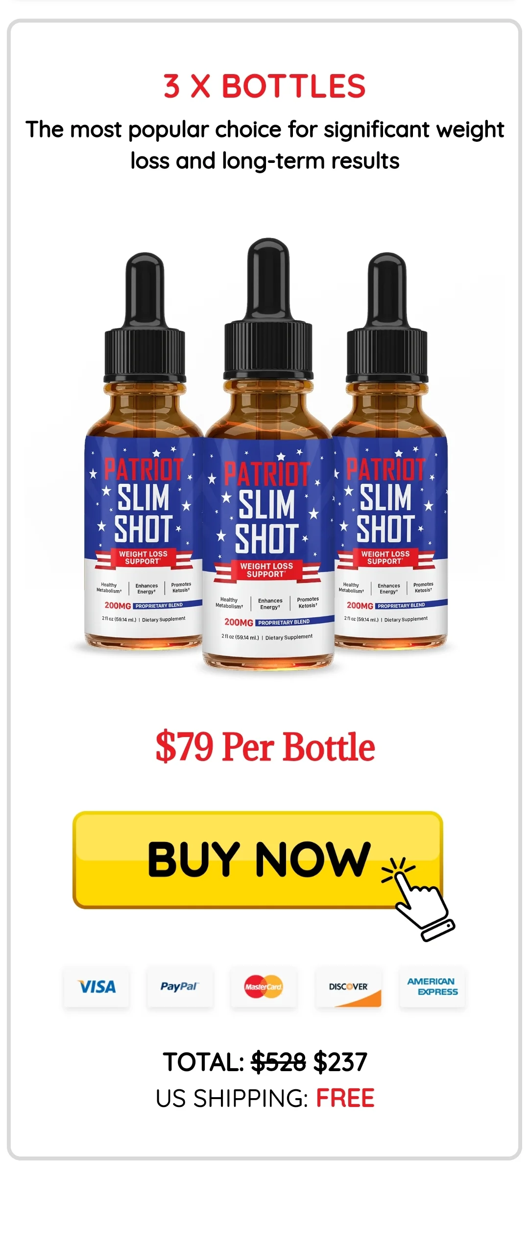 Patriot Slim Shot™ 3 bottles pricing